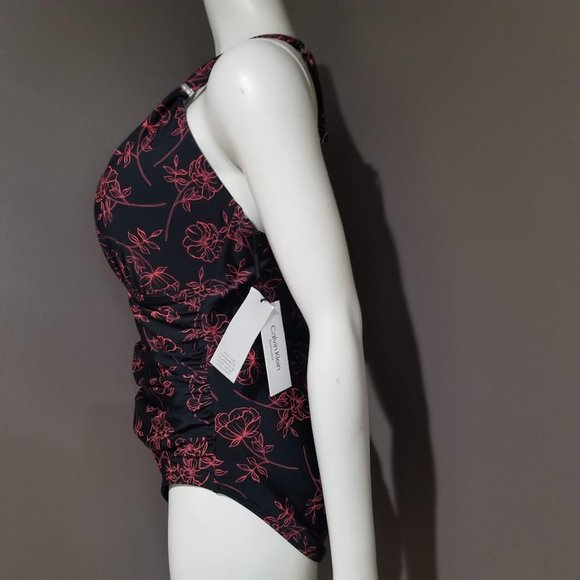 Calvin Klein Shirred Tummy-Control One-Piece Swimsuit Size 18 - Picture 3 of 11